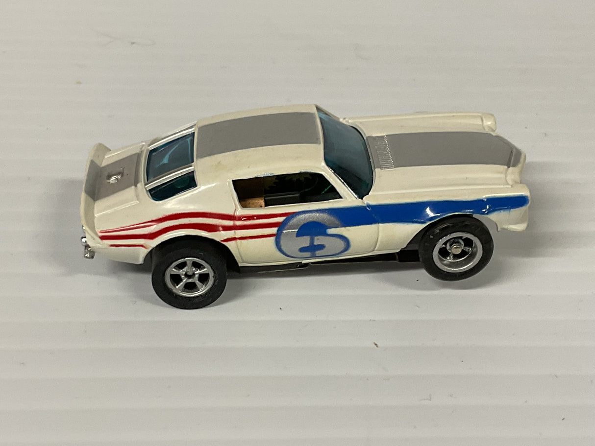Aurora AFX non-magnatraction Trans Am Camero white/red/blue/silver #6 | 1756| Aurora - AFX