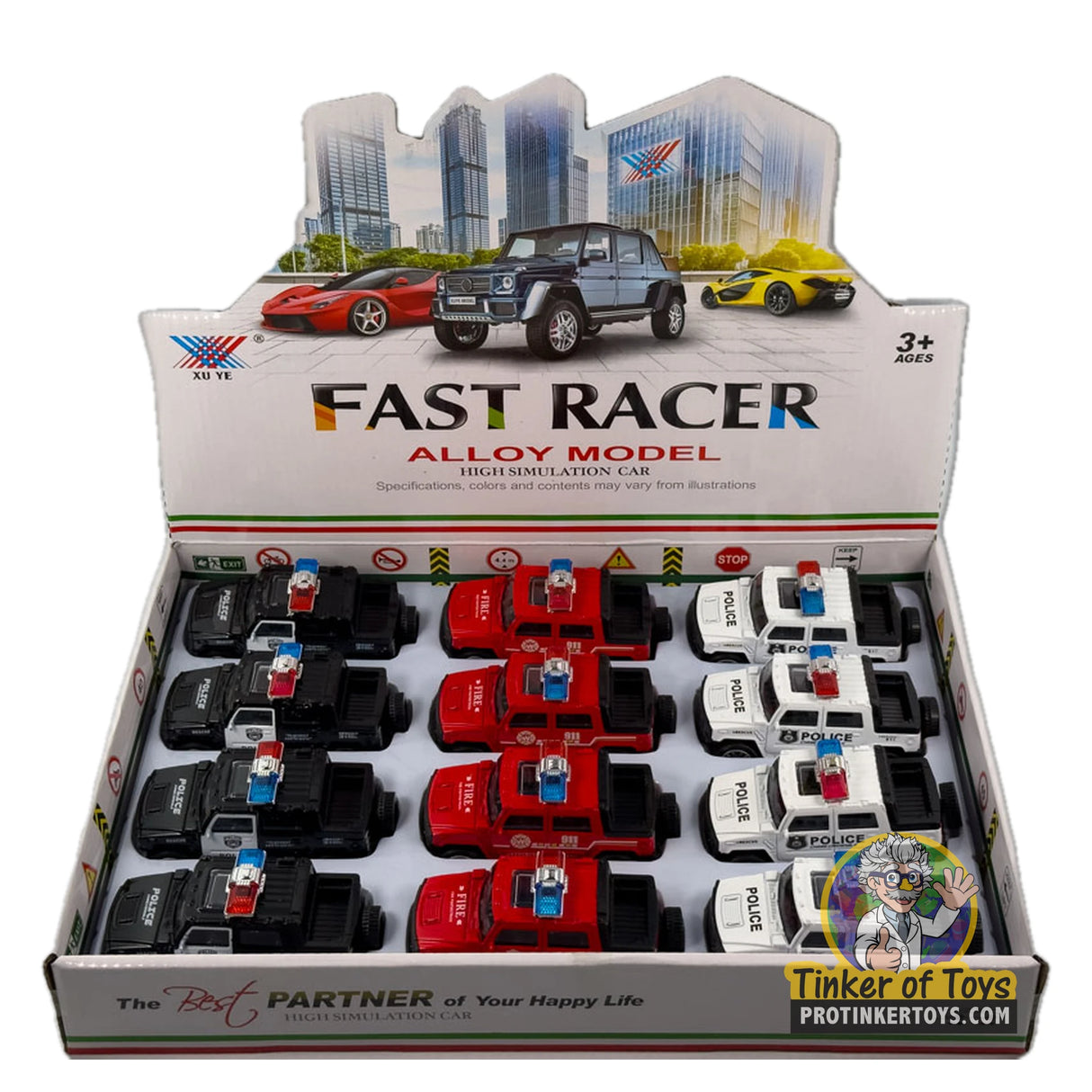 1:32 Alloy Diecast Police/Fire Vehicles 3 Colors Pullback | MIC1540 | Xu Ye