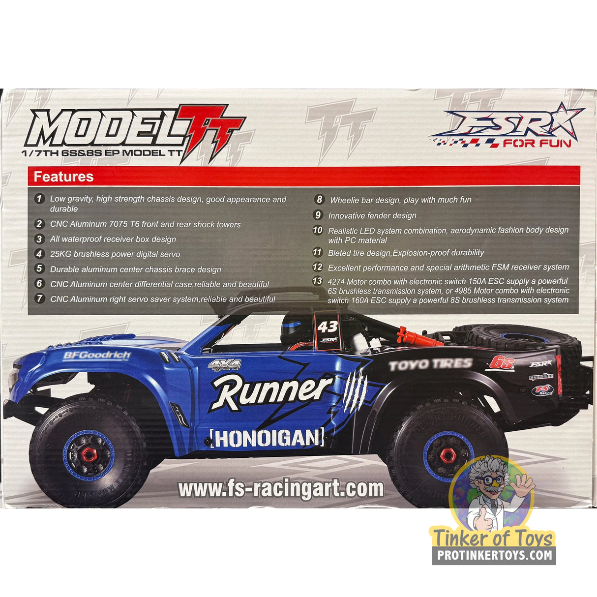 1/7 Scale 8S Runner Brushless Short Course Truck (Blue) | FSR25105 | FS Racing