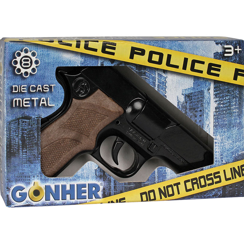 Police 1911 Style 8 Shot Diecast Cap Gun - Black | 125/6 | Gonher