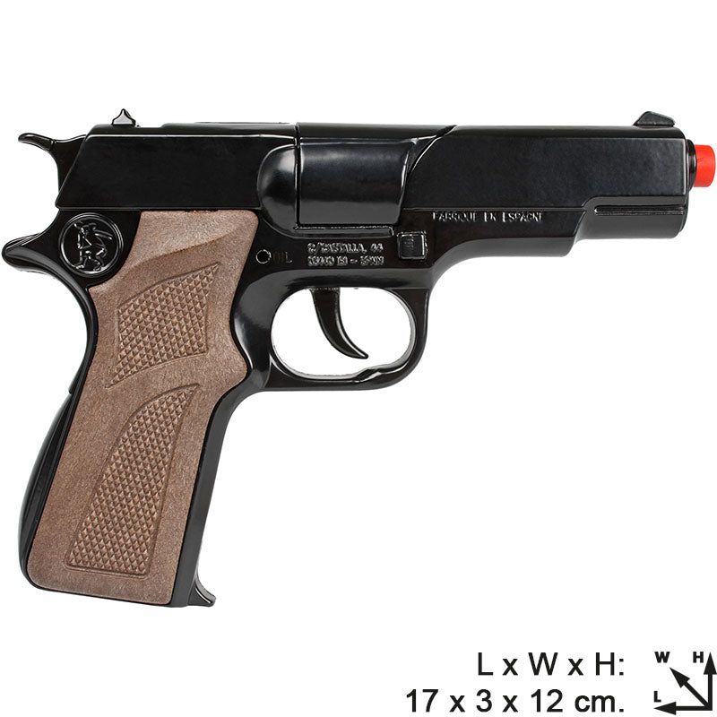 Police 1911 Style 8 Shot Diecast Cap Gun - Black | 125/6 | Gonher