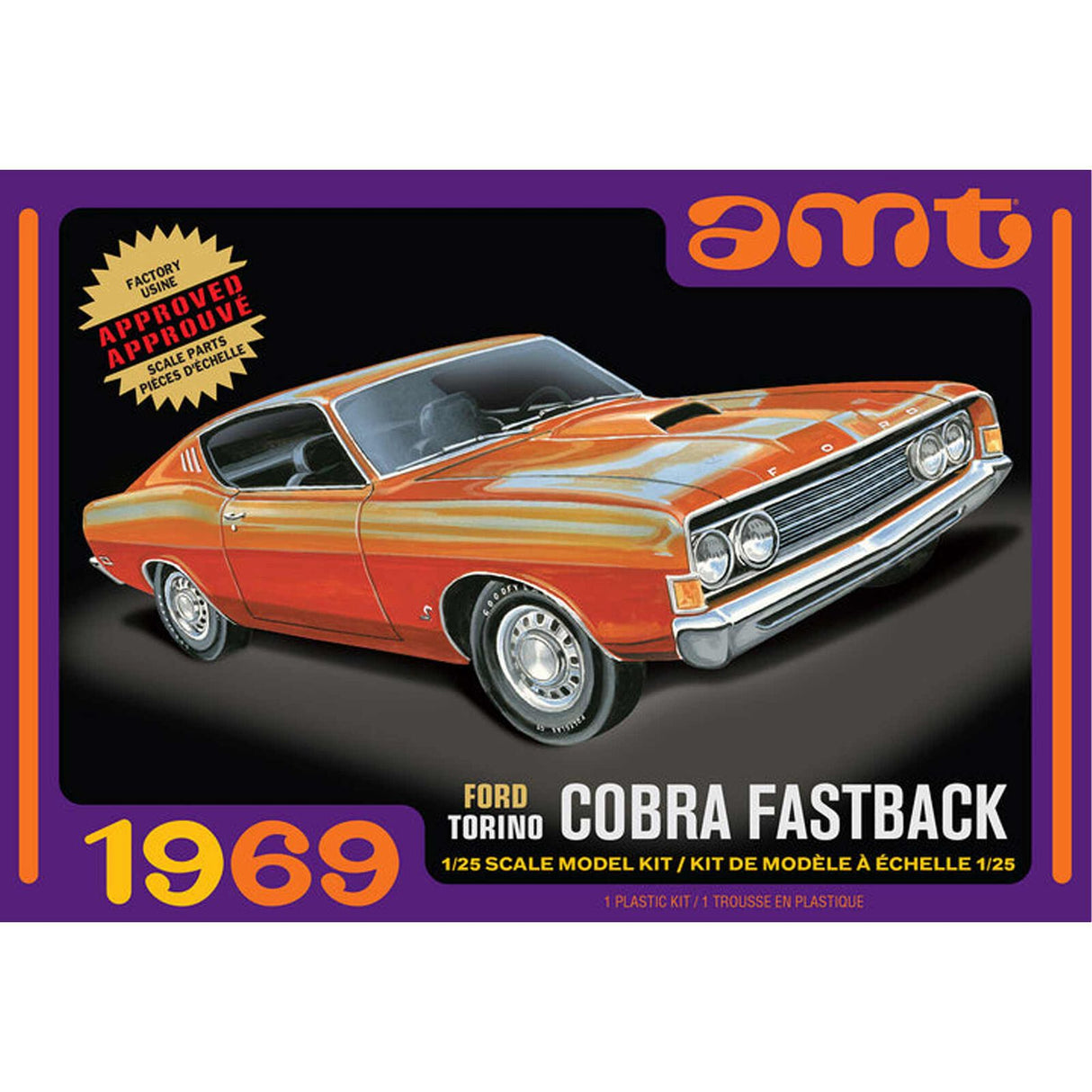 1969 Ford Torino Cobra Fastback 1:25 Scale Model Kit | AMT1217 | AMT