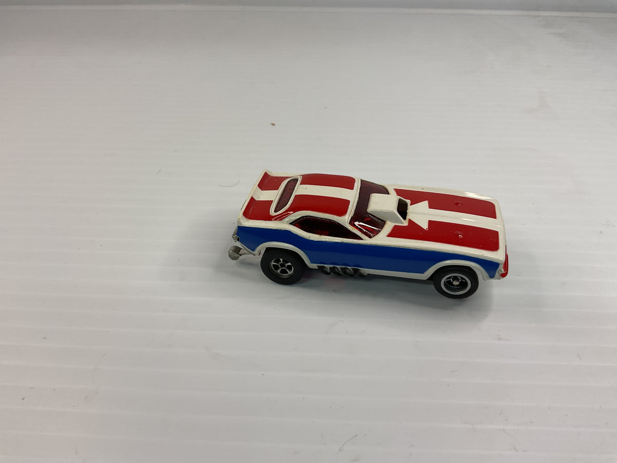 Aurora AFX non-magnatraction Plymouth "Cuda" Funny Car White/Blue/Red | 1769 | Aurora - AFX