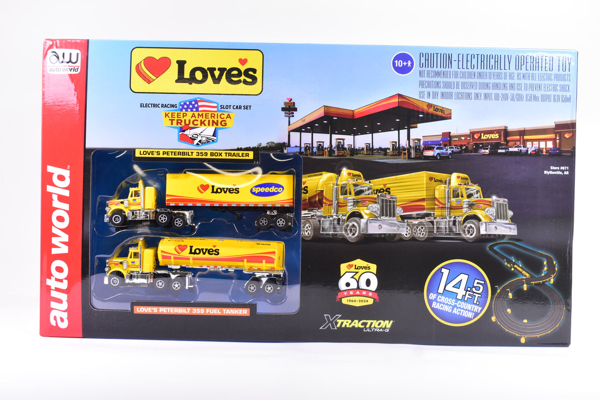 Loves keep America Truckin' Across America 14.5 ' Slot Car Set | CP8159 | Auto World