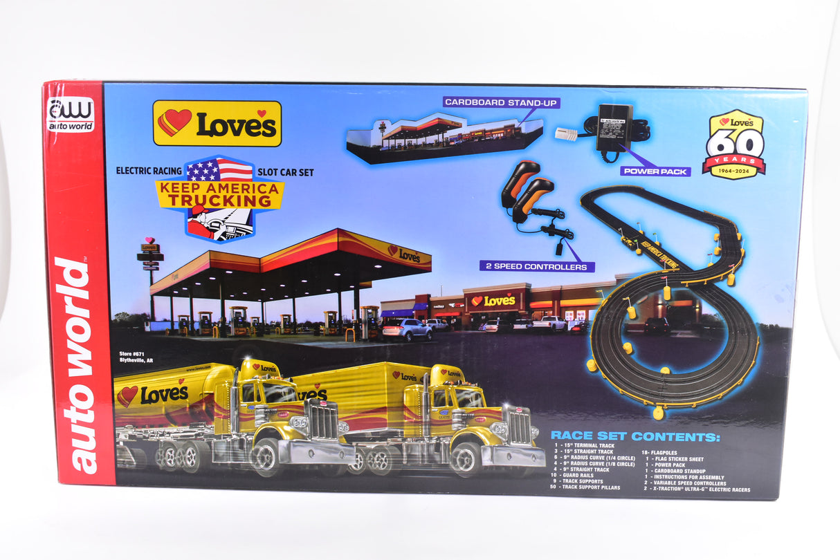 Loves keep America Truckin' Across America 14.5 ' Slot Car Set | CP8159 | Auto World
