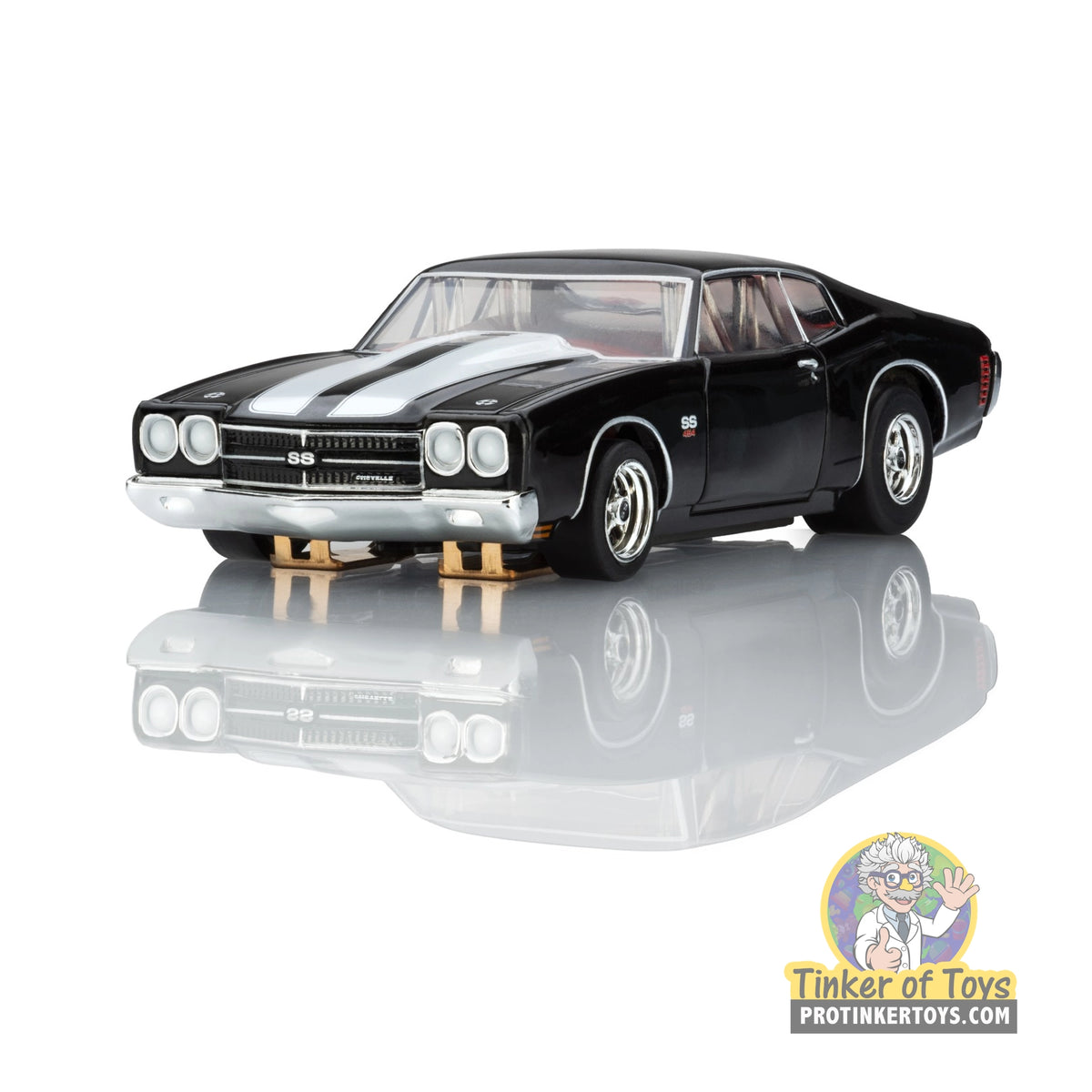 AFX 22118 1970 Chevelle LS6 SS 454 black and white, front left angle