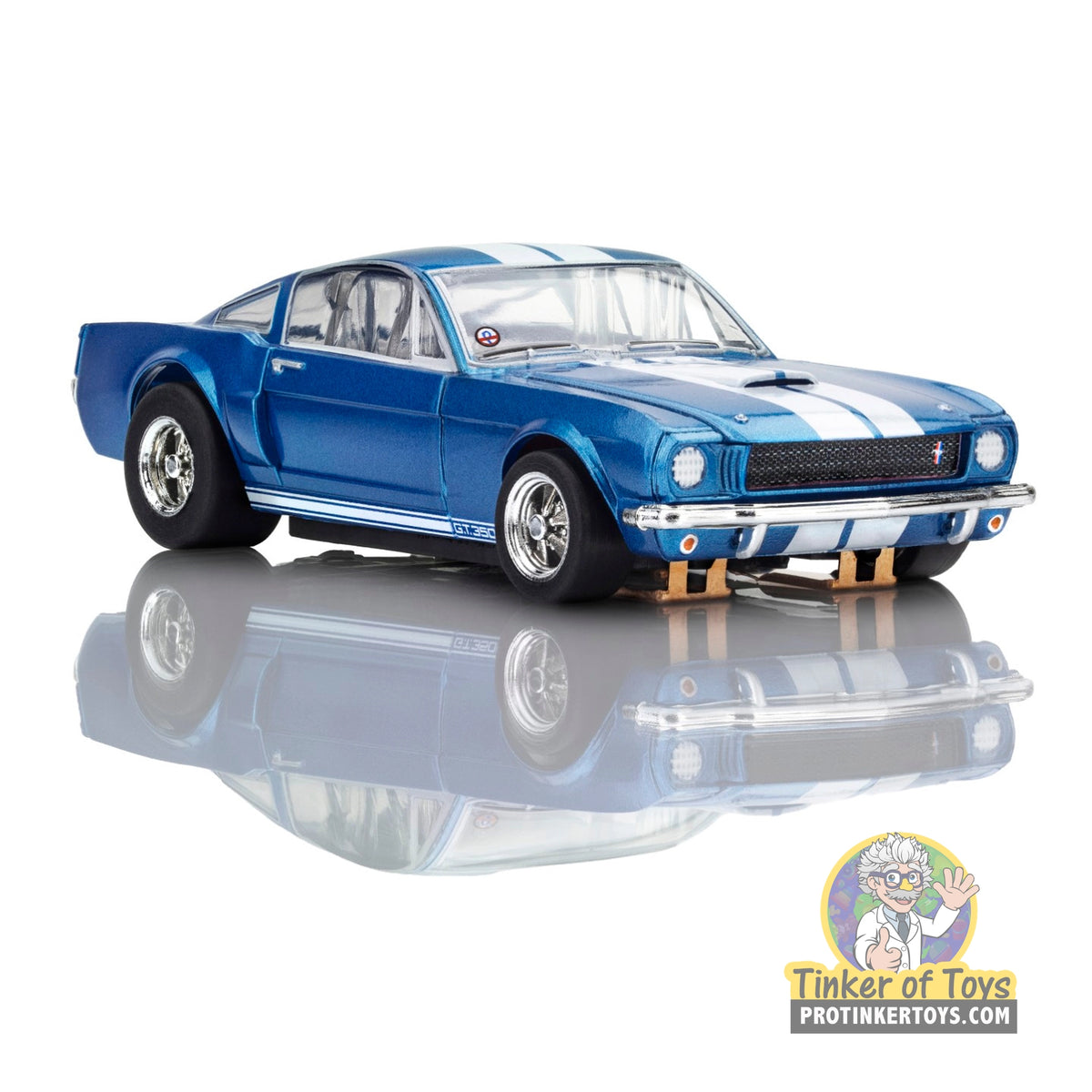 1966 Shelby Mustang GT350 Blue/White Stripes 22149 by AFX/Racemasters, view 2