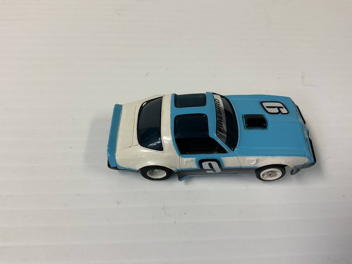 Aurora AFX G plus chassis Pontiac, Firebird Trans Am, white/light blue/black #9| 1981 | Aurora - AFX