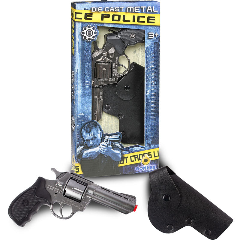 Police 357 Magnum 8-Shot Toy Cap Gun - Chrome Finish | 433/0 | Gonher