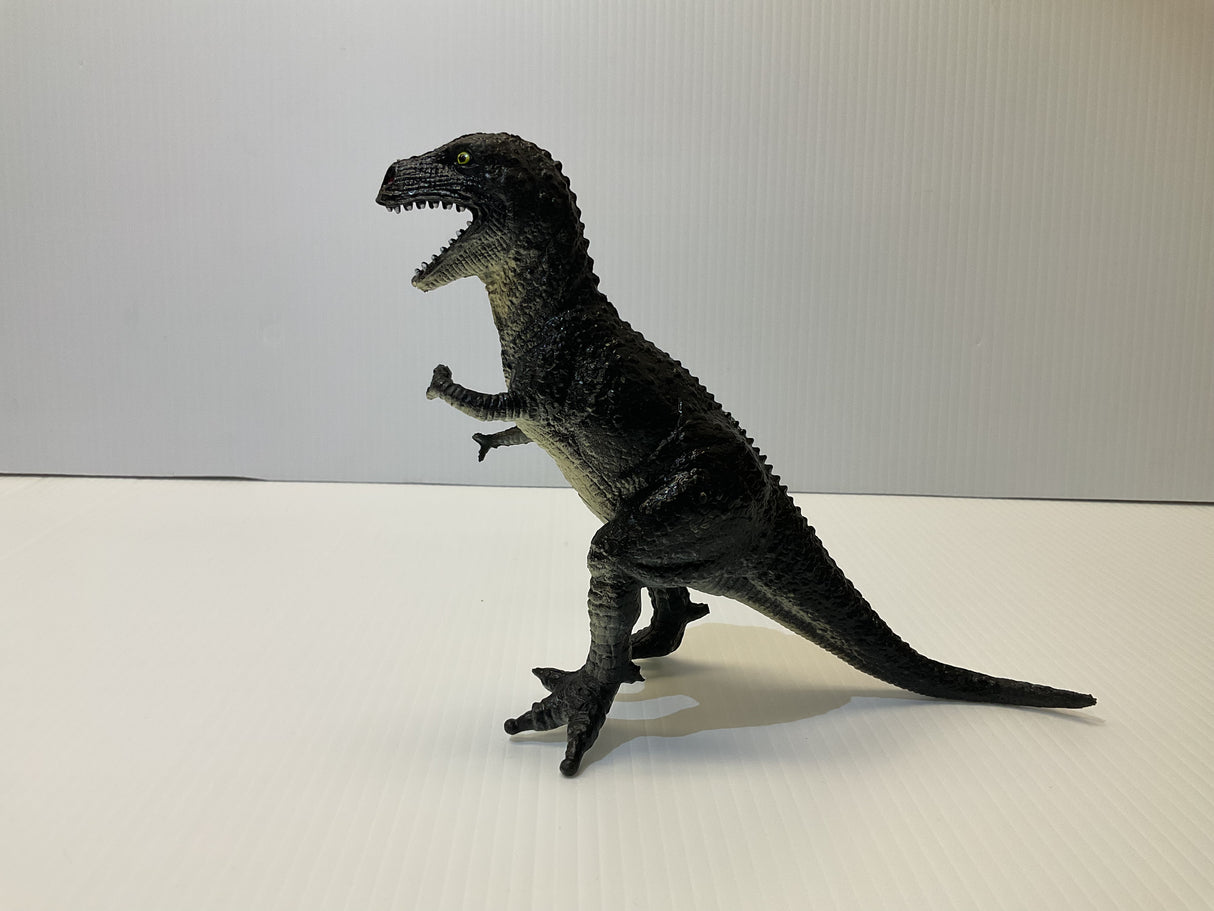 Black T-Rex dinosaur model standing on a white surface for Mamejo MAJ33000, front view