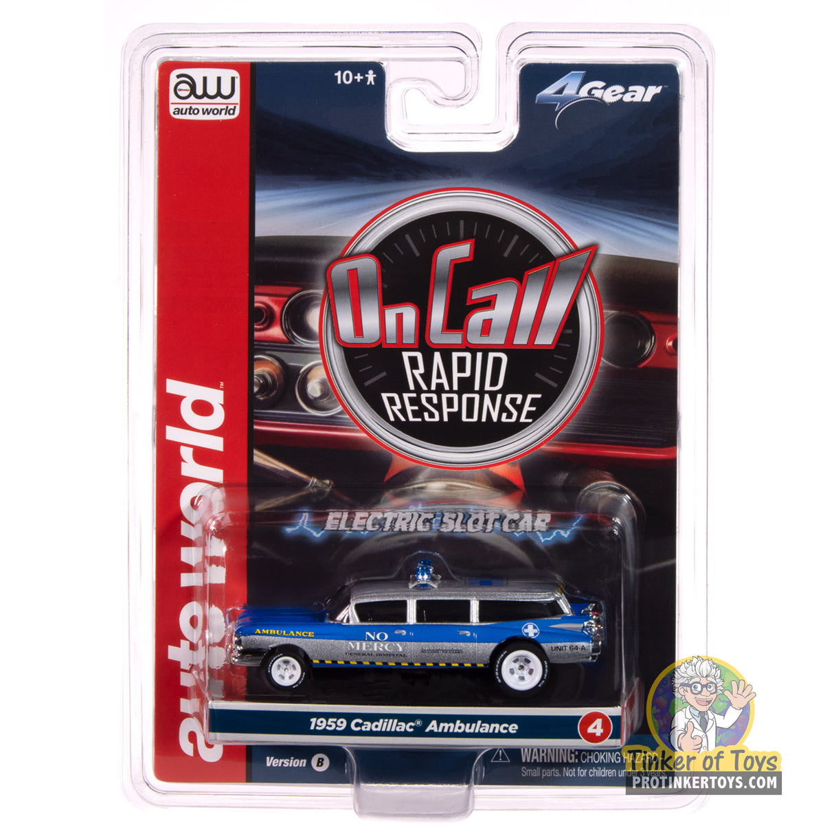 4Gear 1959 Cadillac Ambulance (Silver & Blue) 4B | SC414 | Auto World