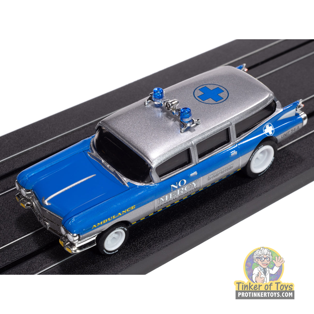 4Gear 1959 Cadillac Ambulance (Silver & Blue) 4B | SC414 | Auto World