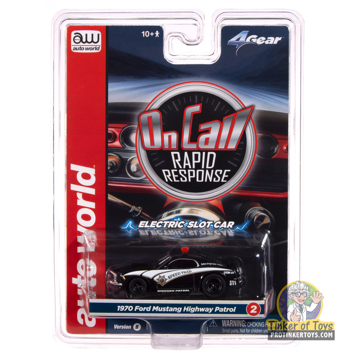 4Gear 1970 Ford Mustang Highway Patrol Car (Black w/ White Stripes) 2B | SC414 | Auto World