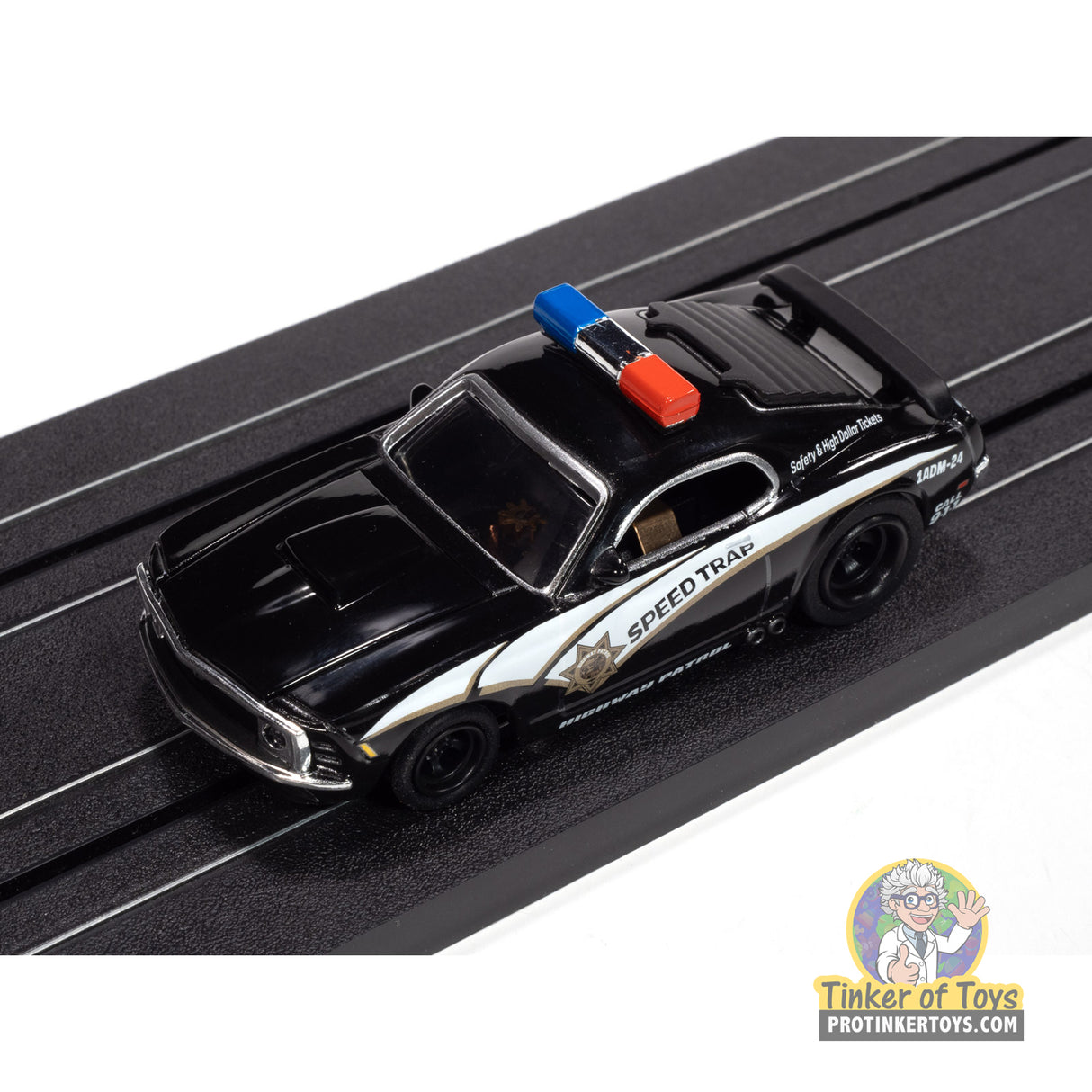 4Gear 1970 Ford Mustang Highway Patrol Car (Black w/ White Stripes) 2B | SC414 | Auto World