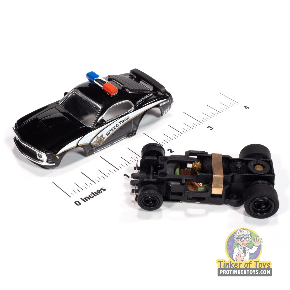 4Gear 1970 Ford Mustang Highway Patrol Car (Black w/ White Stripes) 2B | SC414 | Auto World