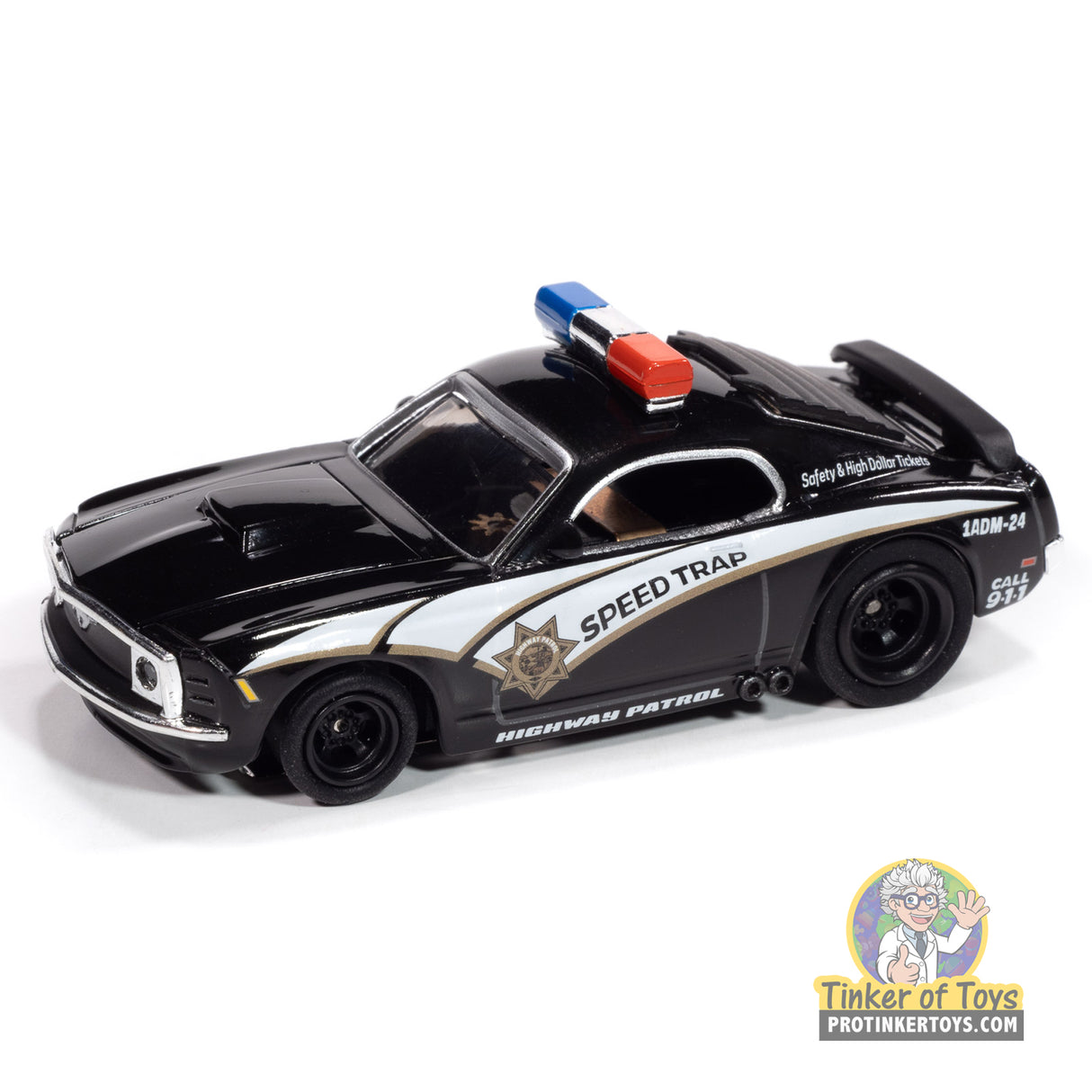 4Gear 1970 Ford Mustang Highway Patrol Car (Black w/ White Stripes) 2B | SC414 | Auto World