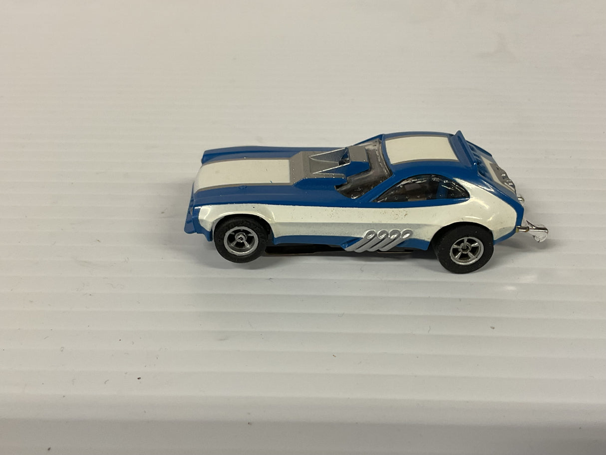 Aurora AFX non-magnatraction Pinto Funny Car Lime Blue/White (Fine Shape) | 1761 | Aurora - AFX