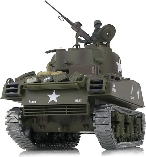 7.0 Upgraded M4A3 Sherman RTR RC Tank Metal Tracks 1/18 Scale |3898 | Hemlong
