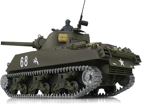 7.0 Upgraded M4A3 Sherman RTR RC Tank Metal Tracks 1/18 Scale |3898 | Hemlong