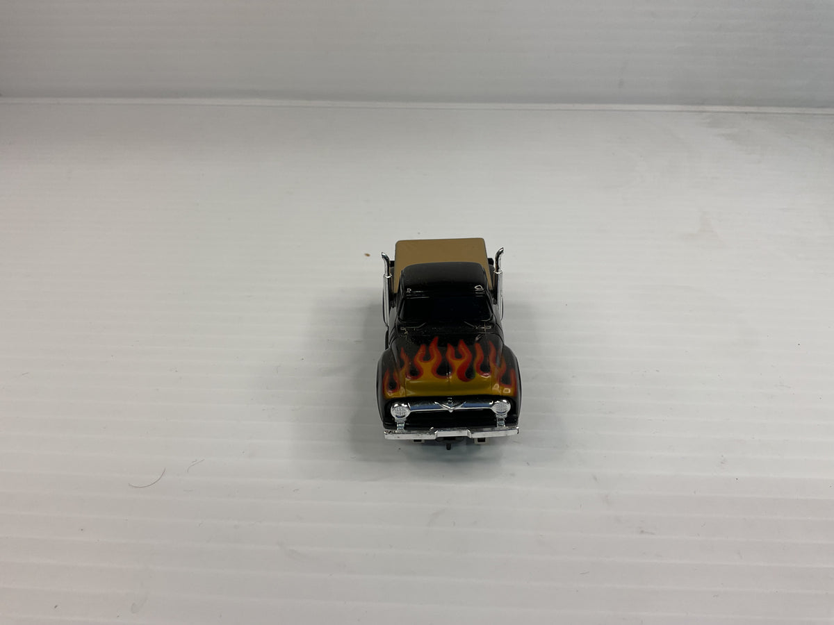 Aurora AFX magnatraction 1956 Ford Pickup Black/Tan wRed Yellow Flames | 1941 | Aurora - AFX