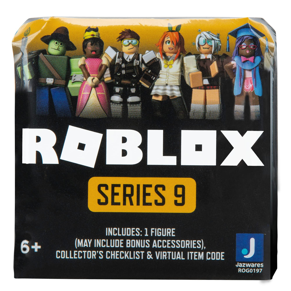 Roblox Series 9 action figure packaging featuring diverse character designs for 39685