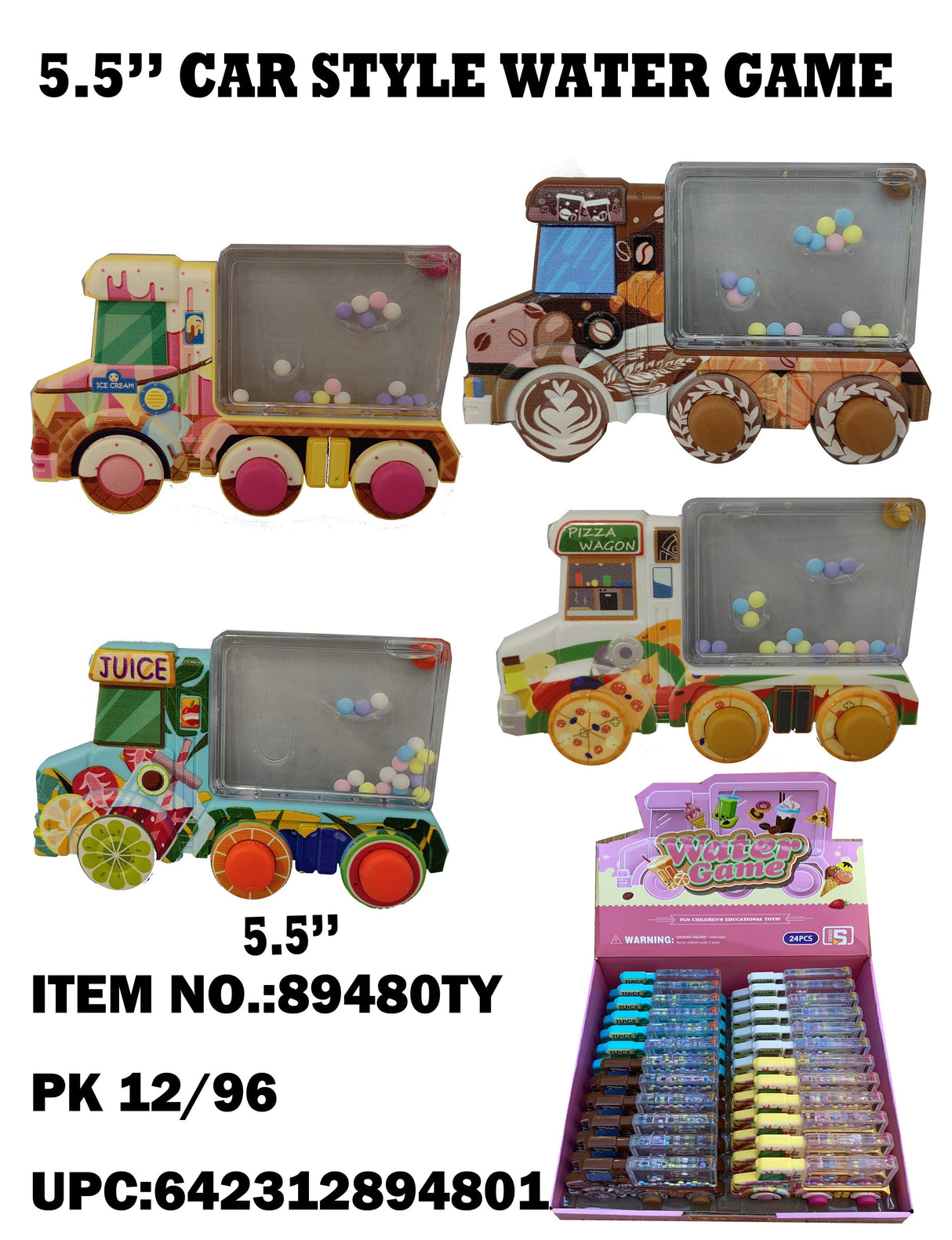 5.5" Handheld Beverage Truck Water Game 24/96PCS | 89480 | Best Value Products