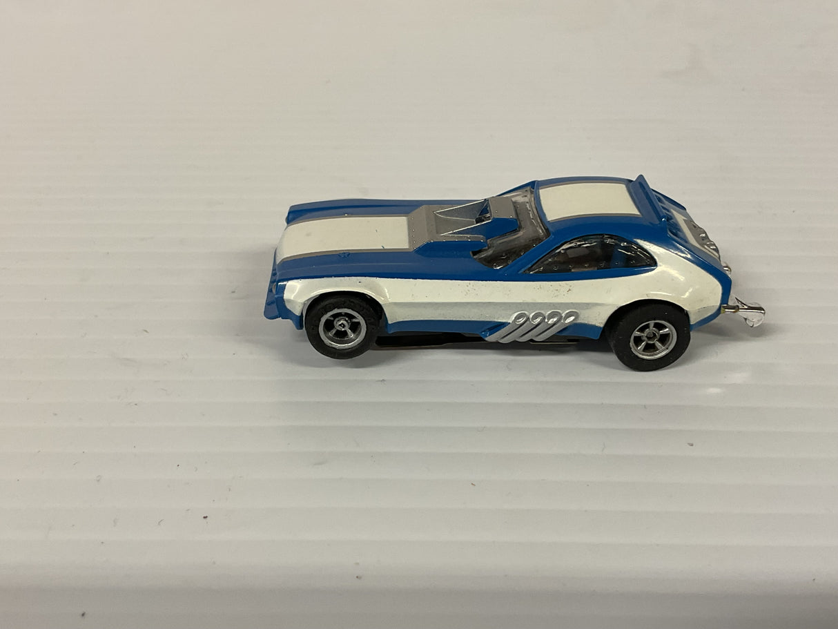 Aurora AFX non-magnatraction Pinto Funny Car Lime Blue/White (Fine Shape) | 1761 | Aurora - AFX