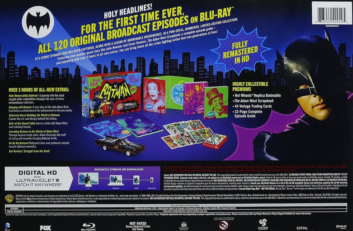 Batman Blu-ray set featuring all 120 original episodes for WB 3000060354