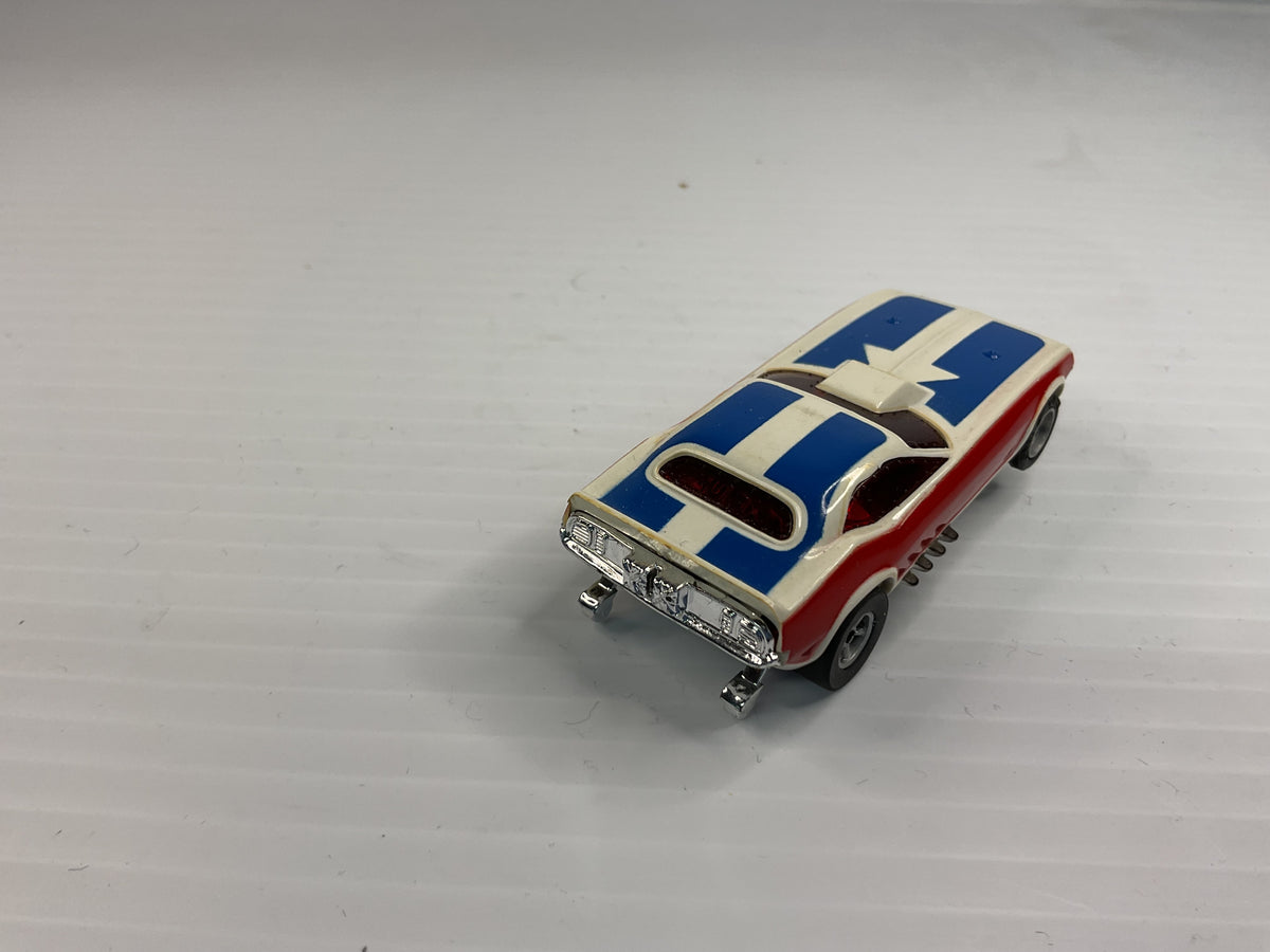 Aurora AFX non-magnatraction Plymouth "Cuda" Funny Car White/Red/Blue | 1758 | Aurora - AFX