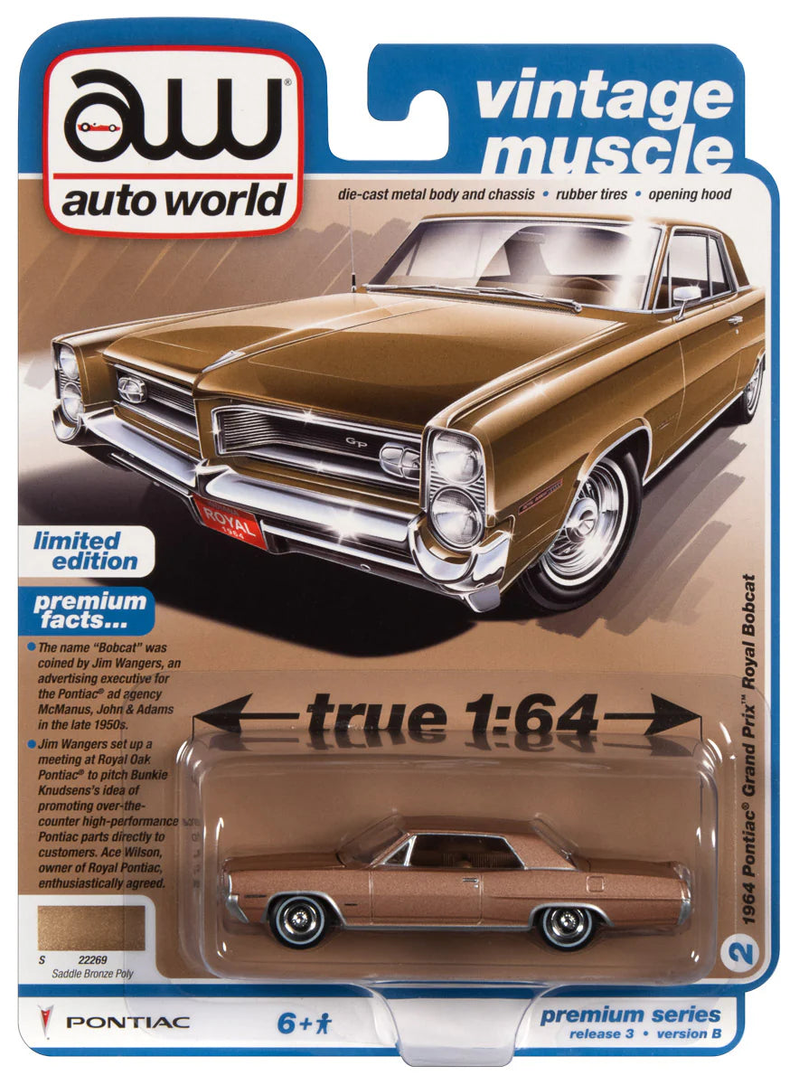 Second Chance Auto World Vintage Muscle Pontiac FireBird 1:64 Diecast | AW64372| Round2