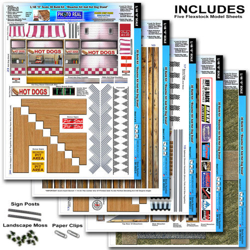 Bleacher Kit & Hot Dog Stand | Photo Real Model Kit | BK 4802| Innovative Hobby Supply
