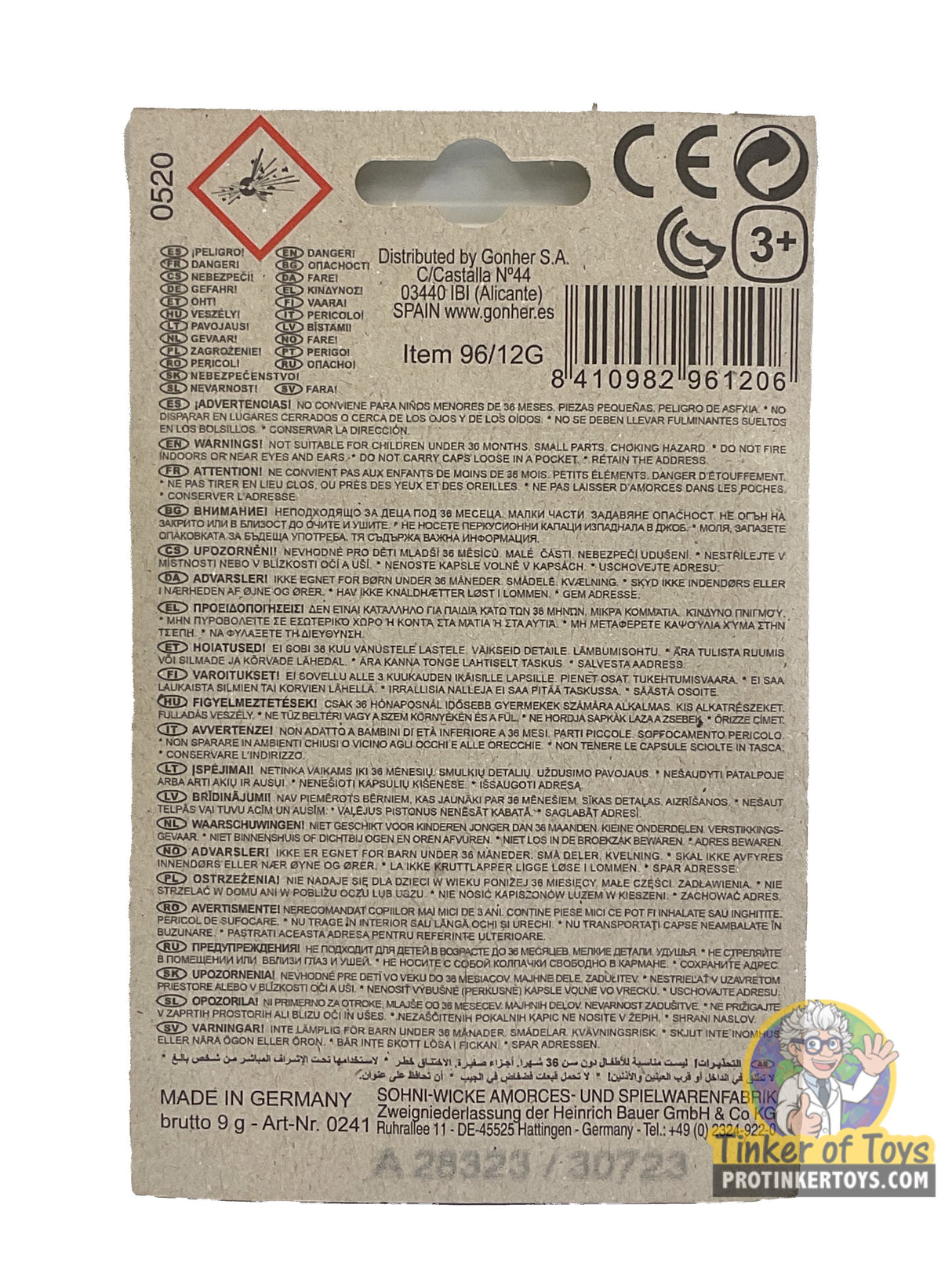 12 Shot Ring Caps 96 Single Action Shots | 96/14 | Gonher