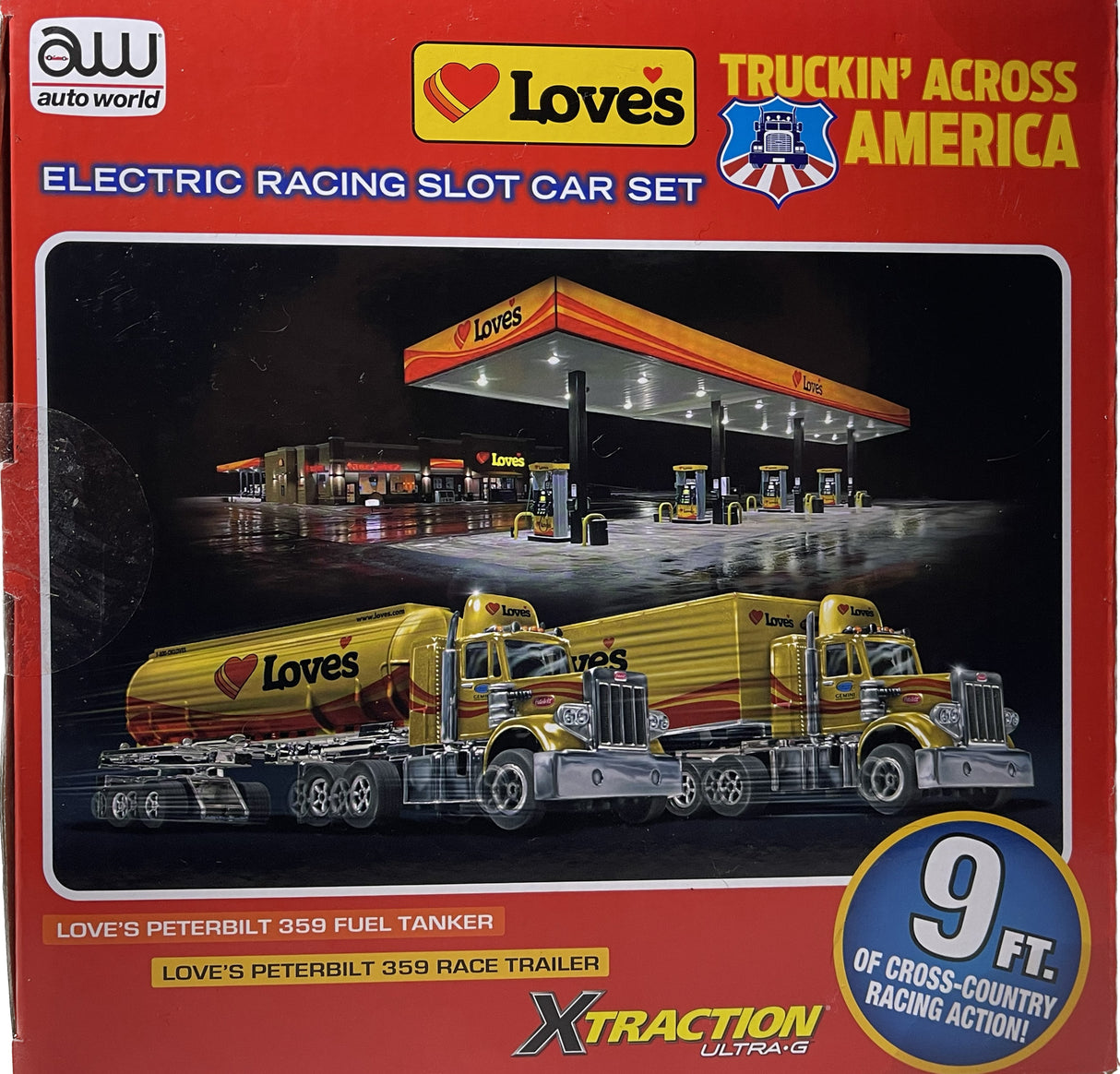 Loves Truckin' Across America + Mayflower 9' Slot Car Set | CP8073 + CP7984 | Auto World