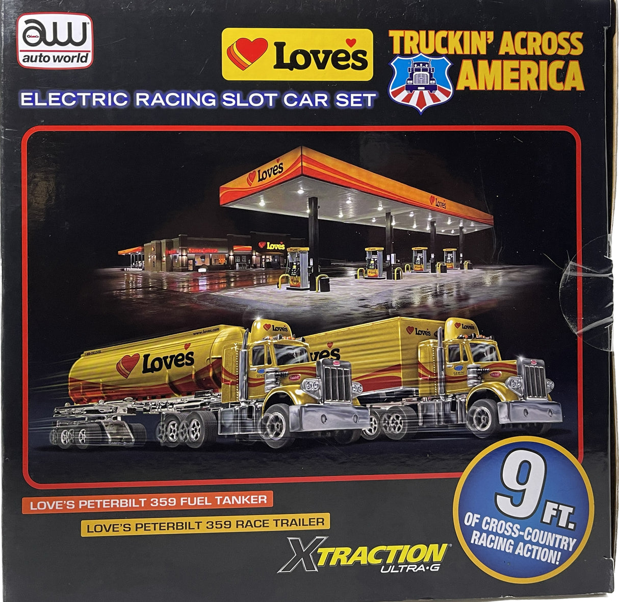 Loves Truckin' Across America + Mayflower 9' Slot Car Set | CP8073 + CP7984 | Auto World