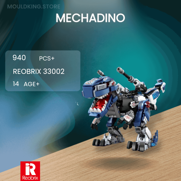MECHA DINO T-REX 3 IN 1 DINOSAUR TRANSFORMER (940 PCS) | 33002 | REOBRIX