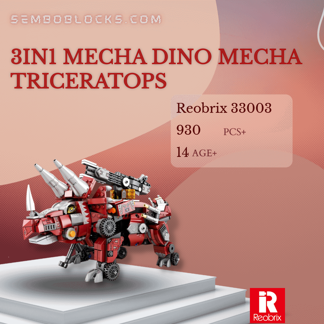 MECHA DINO TRICERATOPS 3 IN 1 DINOSAUR TRANSFORMER (930 PCS) | 33003 | REOBRIX