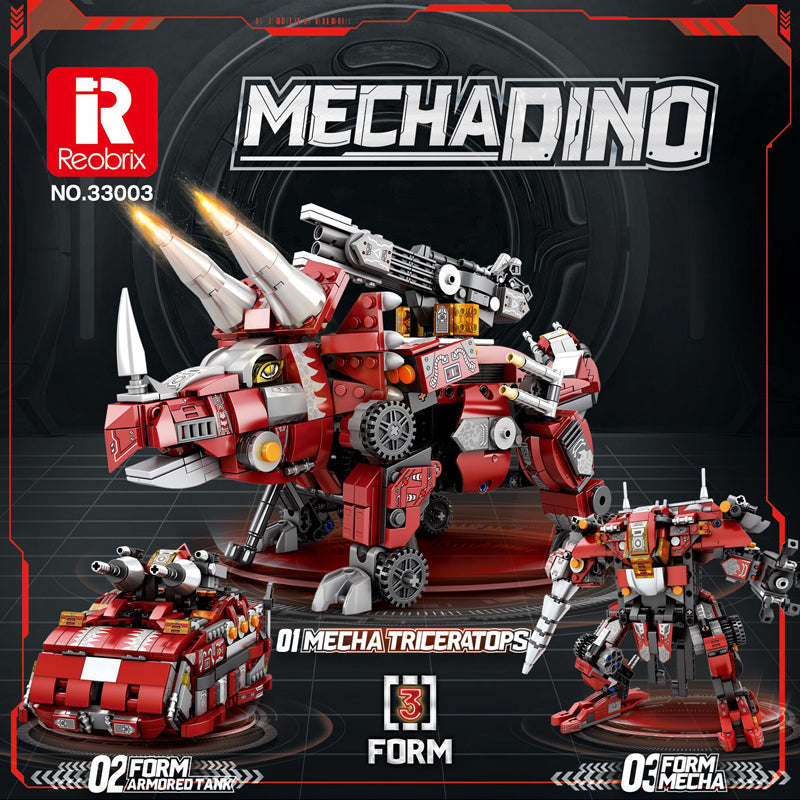 MECHA DINO TRICERATOPS 3 IN 1 DINOSAUR TRANSFORMER (930 PCS) | 33003 | REOBRIX