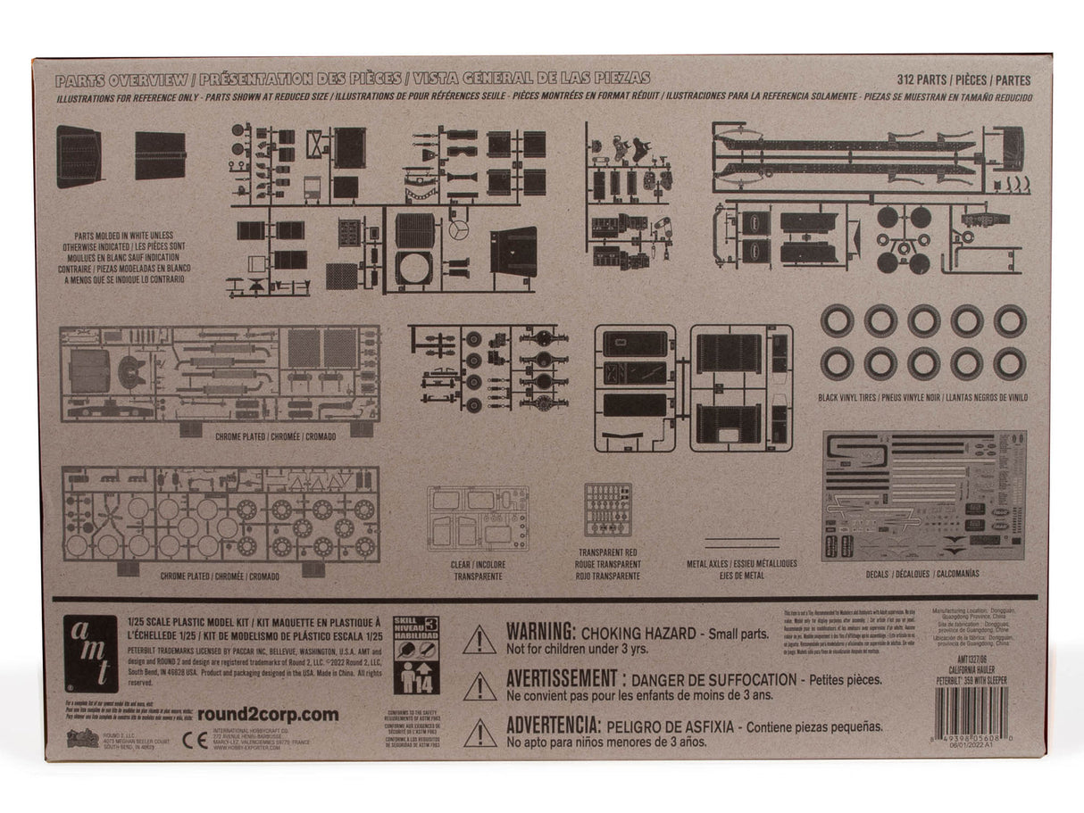 Peterbilt 359 California Hauler with Sleeper 1:25 Scale Model Kit | AMT1327 | AMT