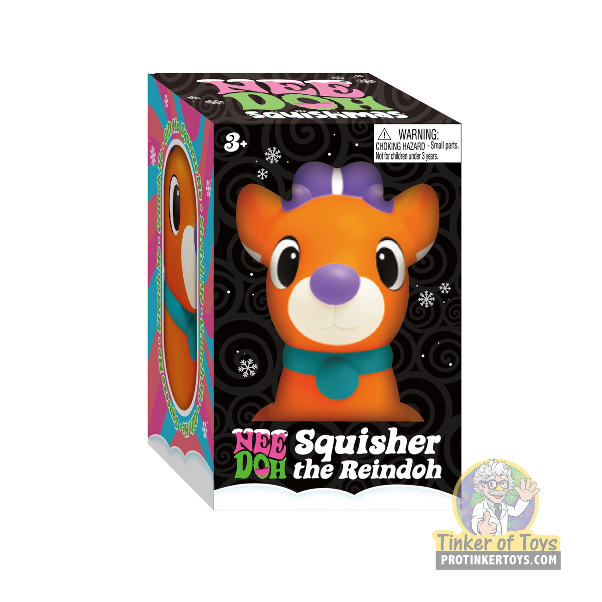 Reindoh squishy toy in its festive, gift-like packaging for Schylling SQMSRND26