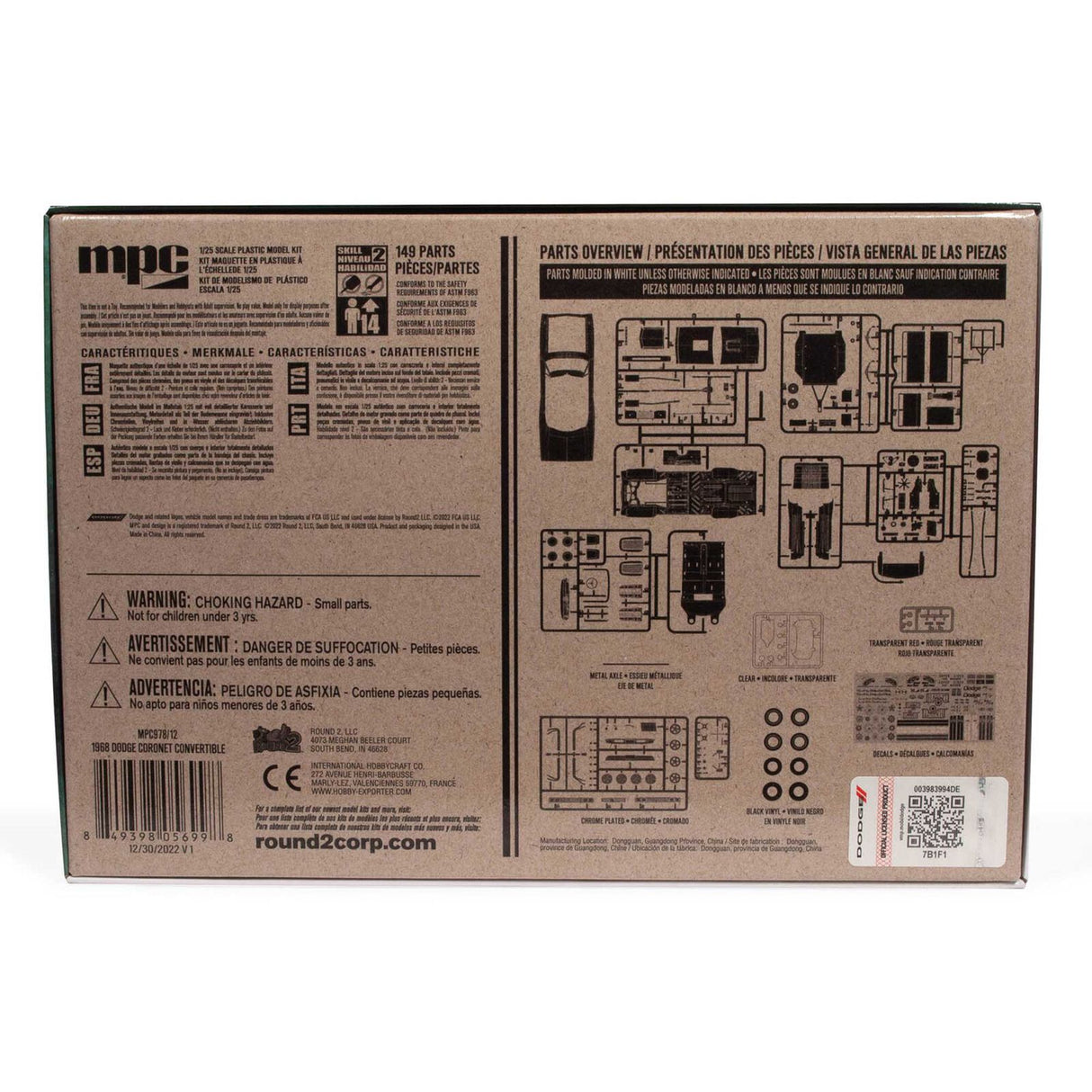 MPC 1968 Dodge Coronet Hardtop w/Trailer 1:25 Scale Model Kit | MPC978 | MPC Model