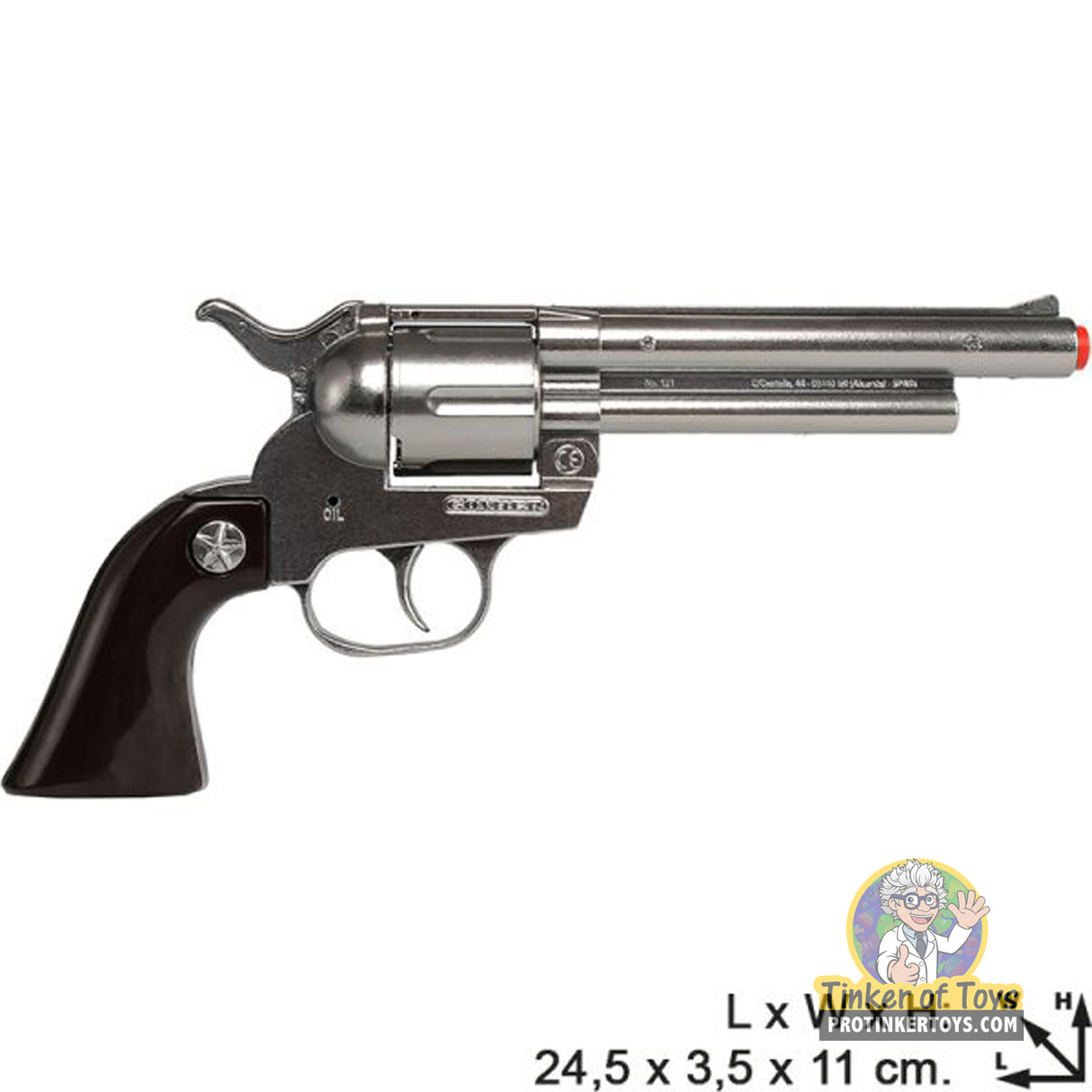 Colt Peacemaker Style 12-Shot Cap Gun Revolver With Holster - Silver | 3121/0 | Gonher