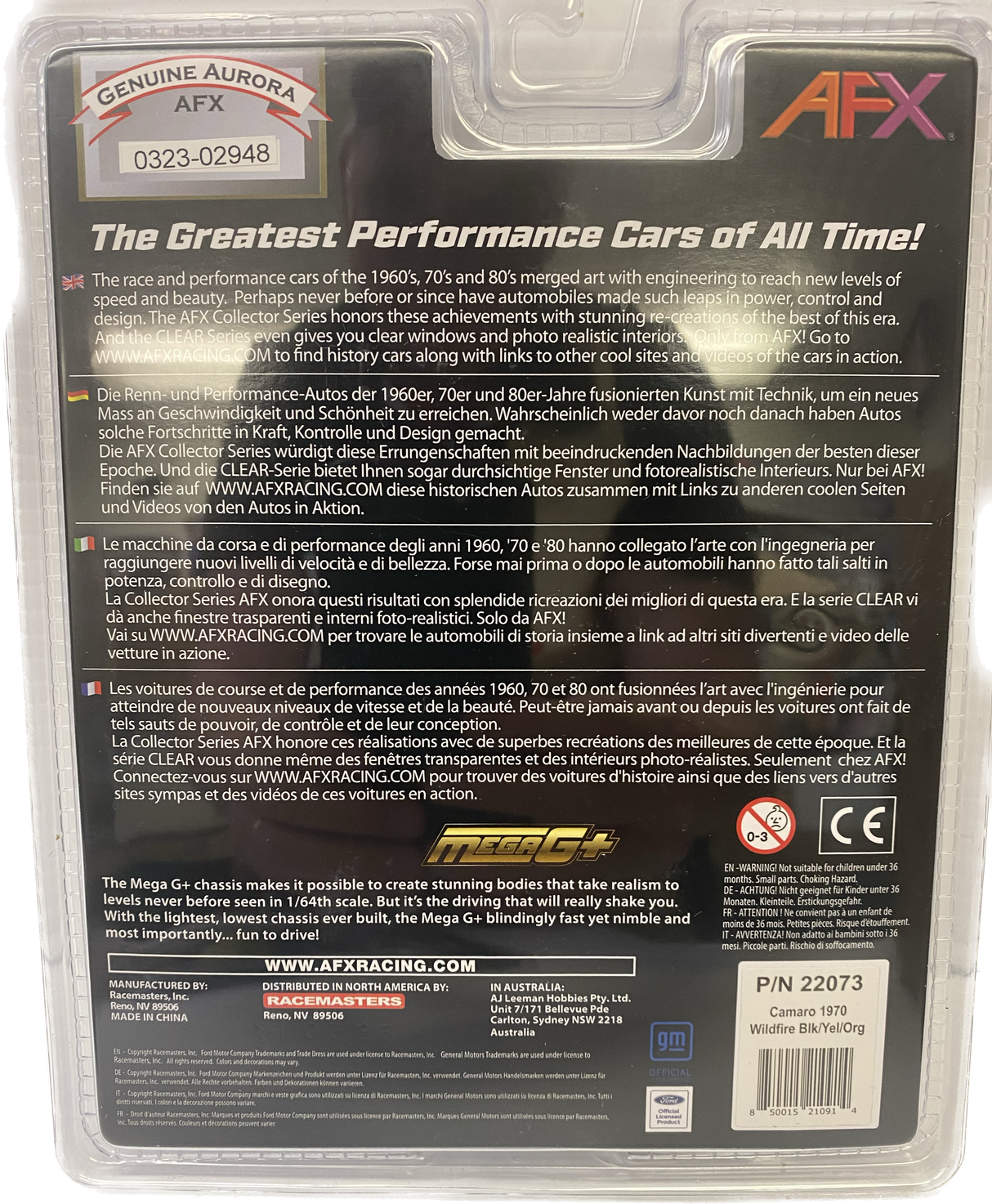 Camaro 1970 Wildfire Blk/Yel/Org | 22073 | AFX/Racemasters