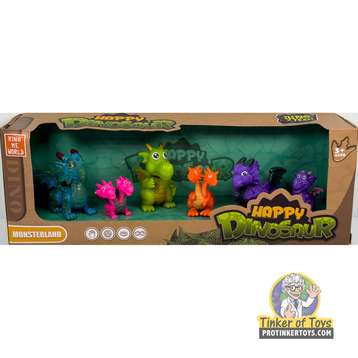 Happy Dinosaur Monsterland Figure Set (6 Pieces) | IMX17252 | King Me World