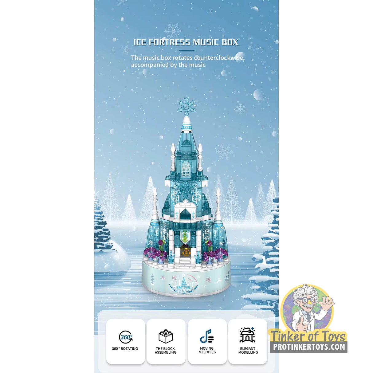 Panlos Creative Music Box / Fantasy Series – Snow Castle – Model 65616 (574 Pieces)