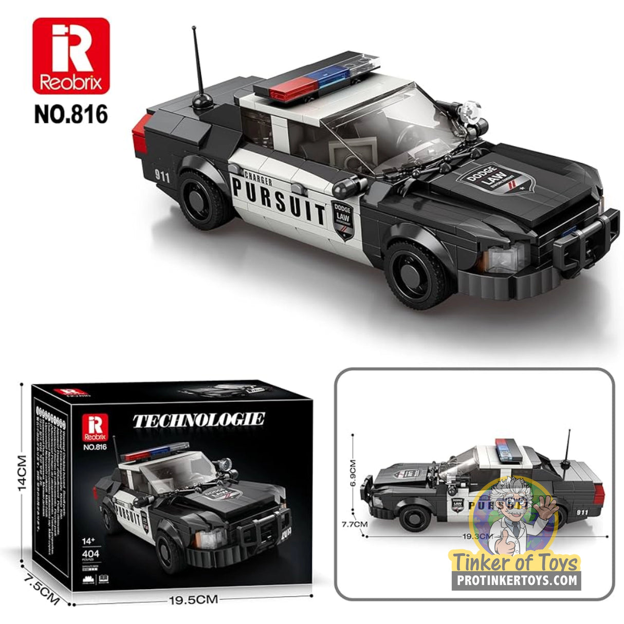 Reobrix 816 Police Car Building Set (404 pcs)
