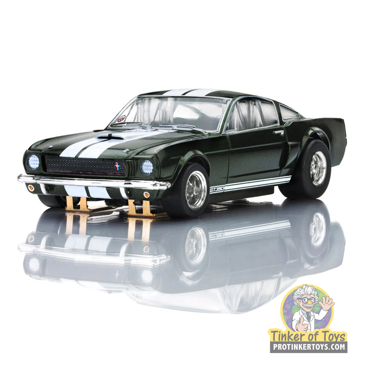 AFX 1966 Shelby Mustang GT350 Ivy Green with White Stripes Mega G+ HO Slot Car