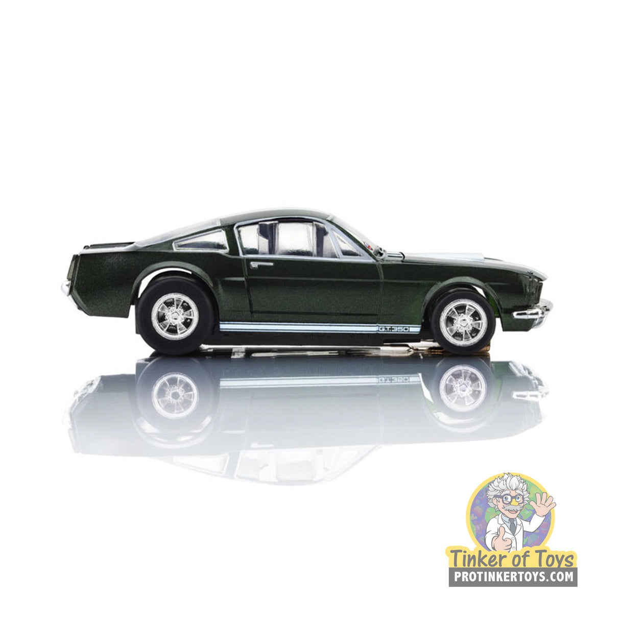 AFX 1966 Shelby Mustang GT350 Ivy Green with White Stripes Mega G+ HO Slot Car