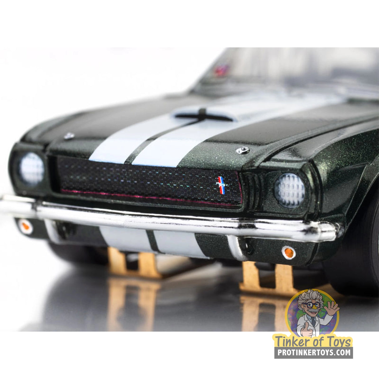 AFX 1966 Shelby Mustang GT350 Ivy Green with White Stripes Mega G+ HO Slot Car