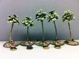 Second Chance Palm Tree 5 Trees w/bases 5" tall 1/72 Scale | 6503 | Pegasus Model Kits