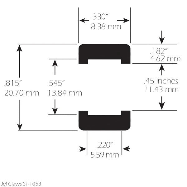 Racing Tires (rears) for SCX AAR Cuda Jel Claws slot car tire set for ST 1053, side view